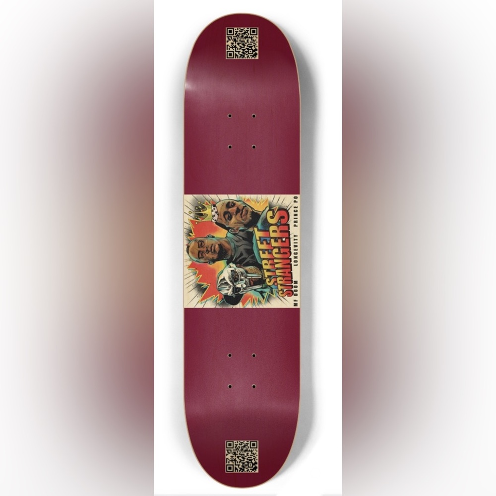 LONGEVITY MF DOOM PRINCE PO STREET STRANGERS BURGUNDY Skateboard Deck New